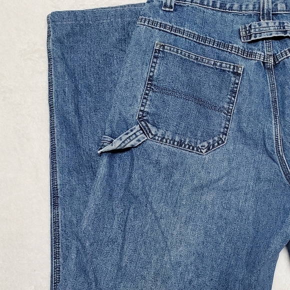 Vintage lee riveted mid wash high rise wide leg loose fit cargo jeans denim 10 - Picture 10 of 13